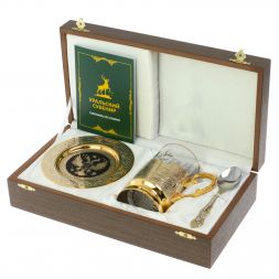 Чайная пара "Герб России" с чернением 260 мл Златоуст