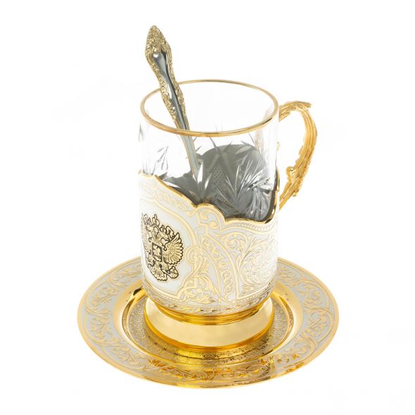 Чайная пара &amp;quot;Герб России&amp;quot; с чернением 260 мл Златоуст 128591