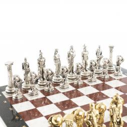 Настольные шахматы &amp;quot;Атлас&amp;quot; доска 44х44 см лемезит мрамор фигуры металлические
