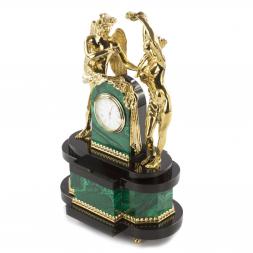 Декоративные часы из малахита и бронзы &amp;quot;Амур и Психея&amp;quot;