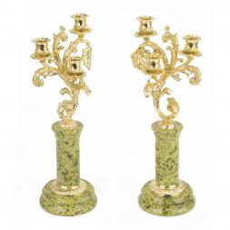 Каминные часы с подсвечниками &amp;quot;Кони на воле&amp;quot; бронза змеевик