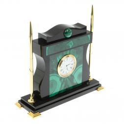 Настольные часы с ручками из малахита