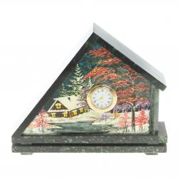 Часы с рисунком &amp;quot;Домик&amp;quot; змеевик
