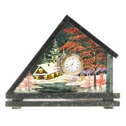 Часы с рисунком &amp;quot;Домик&amp;quot; змеевик