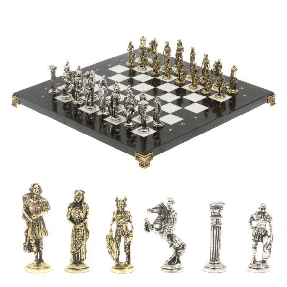 Шахматы &amp;quot;Галлы и Римляне&amp;quot; доска 36х36 см черно-белая мрамор змеевик 127268