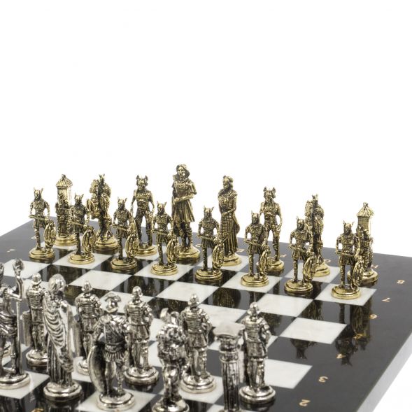 Шахматы &amp;quot;Галлы и Римляне&amp;quot; доска 36х36 см черно-белая мрамор змеевик 127268