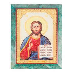 Икона настенная Спаситель из змеевика 14х18х1,2 см