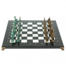 Шахматы &amp;quot;Римляне против Галлов&amp;quot; фигуры бронза / патина 36х36 см мрамор