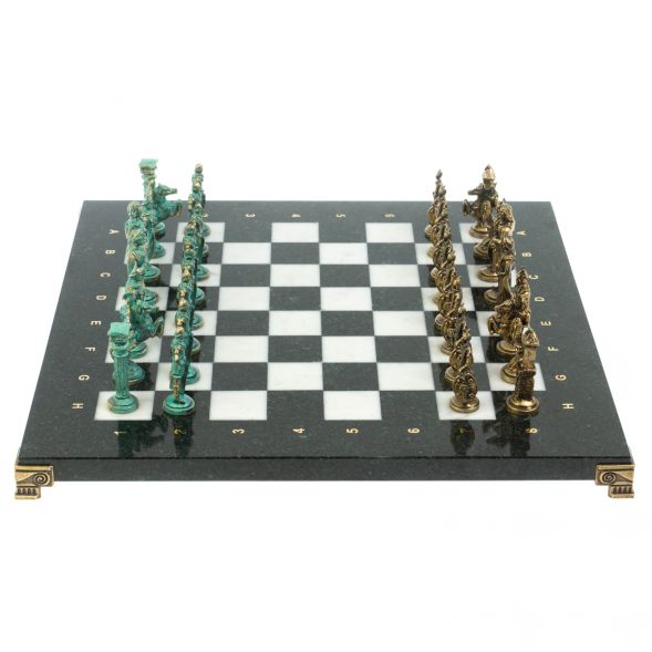 Шахматы &amp;quot;Римляне против Галлов&amp;quot; фигуры бронза / патина 36х36 см мрамор 128372