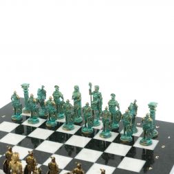 Шахматы &amp;quot;Римляне против Галлов&amp;quot; фигуры бронза / патина 36х36 см мрамор