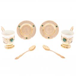 Кофейный набор "Малахитовый" на 2 персоны 170 мл фарфор Златоуст