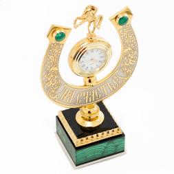 Часы &amp;quot;Подкова на счастье&amp;quot; камень малахит Златоуст