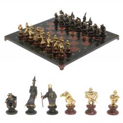 Шахматы подарочные "Европейские" из камня и бронзы 44х44 см