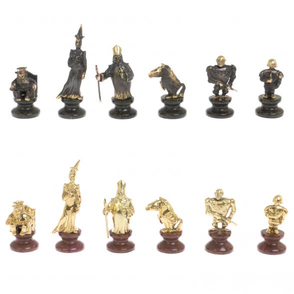 Шахматы подарочные &amp;quot;Европейские&amp;quot; из камня и бронзы 44х44 см 126798