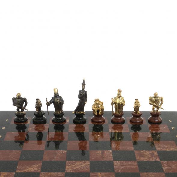 Шахматы подарочные &amp;quot;Европейские&amp;quot; из камня и бронзы 44х44 см 126798