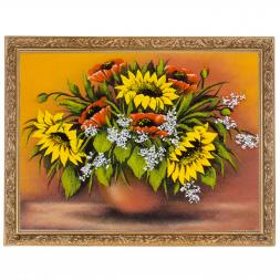 Картина &amp;quot;Натюрморт подсолнухи&amp;quot; багет 36х46 см, рисунок каменная крошка