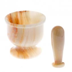 Каменная ступка с пестиком из натурального оникса 11,7х15,5 см