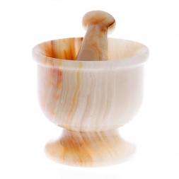 Каменная ступка с пестиком из натурального оникса 11,7х15,5 см