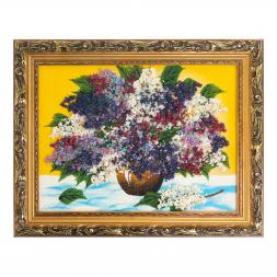 Картина из каменной крошки &amp;quot;Букет сирени&amp;quot; багет 34х44 см желтый фон
