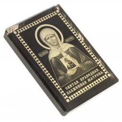 Икона в машину &amp;quot;Св. Матрона Московская&amp;quot; обсидиан 2,5х3,5 см
