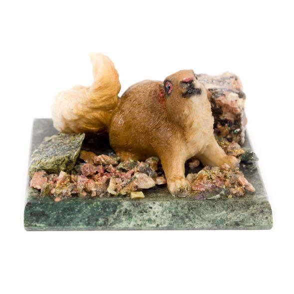 Сувенир &amp;quot;Белка&amp;quot; змеевик самоцветы 116535