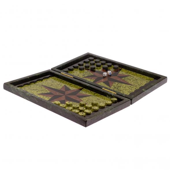 Нарды &amp;quot;Звезда&amp;quot; из камня змеевик, лемезит 125273