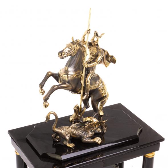 Сейф с часами &amp;quot;Георгий Победоносец&amp;quot; из черного обсидиана 126495