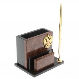 Карандашница с визитницей из камня лемезит