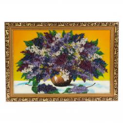 Картина из каменной крошки &amp;quot;Букет сирени&amp;quot; 40х60 см багет желтый фон