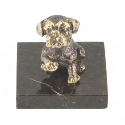 Статуэтка &amp;quot;Собачка средняя №4&amp;quot;из бронзы и змеевика