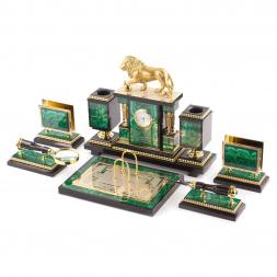 Настольный набор "Лев" малахит