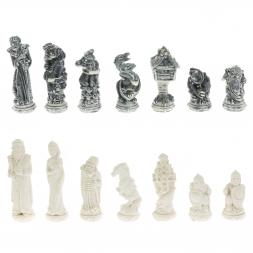 Шахматы "Русские сказки" доска 40х40 см мрамор / шабровский змеевик