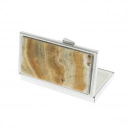 Таблетница на 3 отделения камень оникс цвет серебро