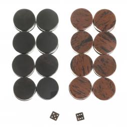 Набор фишки для нард 28 мм и кубики из обсидиана