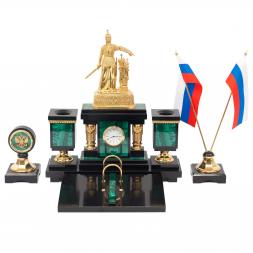 Настольный набор &amp;quot;Россия&amp;quot; малахит и долерит