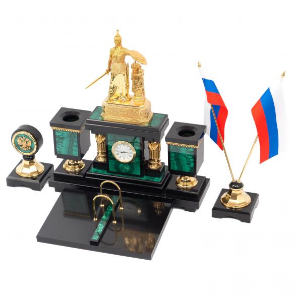 Настольный набор &amp;quot;Россия&amp;quot; малахит и долерит 116613