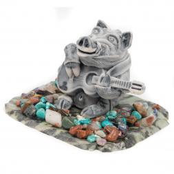 Сувенир "Кабан с гитарой" из мрамолита