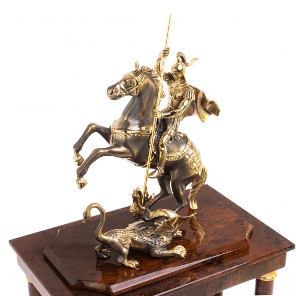 Сейф с часами &amp;quot;Георгий Победоносец&amp;quot; из коричневого обсидиана 126496