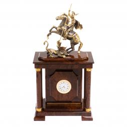 Сейф с часами "Георгий Победоносец" из коричневого обсидиана