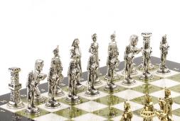 Шахматы "Отечественная война 1812 г." доска 40х40 см мрамор змеевик