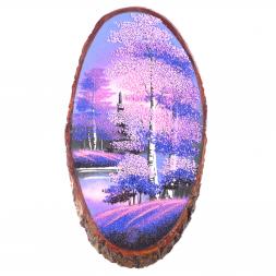 Картина на срезе дерева &amp;quot;Рассвет&amp;quot; 35-40 см вертикальное рисунок из каменной крошки