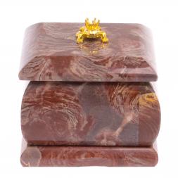 Шкатулка из лемезита с лягушкой 6,5х6,5х5 см