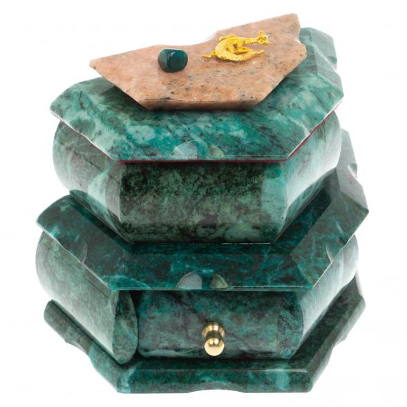 Ларец для украшений змеевик 18x11x13,5 см 125122