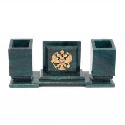 Письменный мини-набор &amp;quot;Герб Российской Федерации&amp;quot; камень змеевик