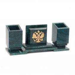 Письменный мини-набор &amp;quot;Герб Российской Федерации&amp;quot; камень змеевик