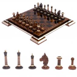 Шахматы из камня обсидиан &amp;quot;Классические&amp;quot; доска 40х40 см