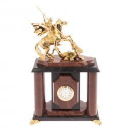 Часы &amp;quot;Георгий Победоносец&amp;quot; лемезит бронза 17х12х27 см