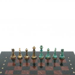 Шахматы &amp;quot;Стаунтон&amp;quot; фигуры бронза / патина 28х28 см из лемезита