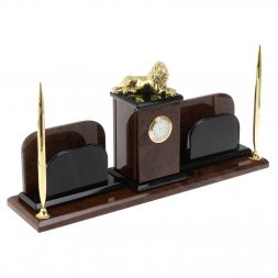 Настольный набор &amp;quot;Лев&amp;quot; из обсидиана