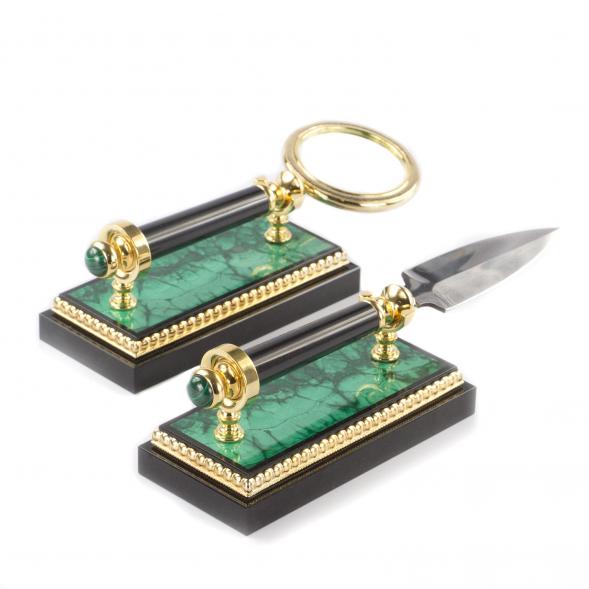 Письменный набор &amp;quot;Фемида&amp;quot; камень малахит Златоуст 121202